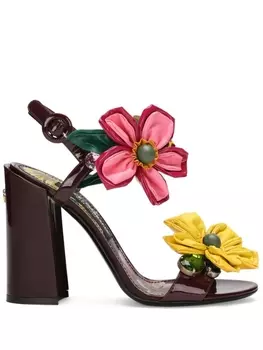 Dolce & Gabbana босоножки с цветочной аппликацией и ремешком на щиколотке, красный