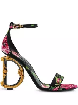 Dolce & Gabbana босоножки с цветочным принтом, черный