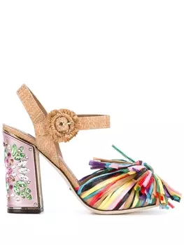Dolce & Gabbana босоножки с отделкой бахромой, розовый