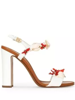 Dolce & Gabbana босоножки с вышивкой, белый