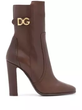 Dolce & Gabbana ботильоны на каблуке с логотипом, коричневый