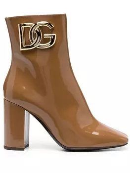 Dolce & Gabbana ботильоны с логотипом, коричневый
