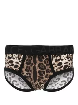 Dolce & Gabbana боксеры с леопардовым принтом, коричневый