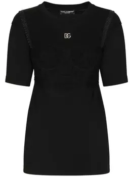 Dolce & Gabbana bralette-detailed short sleeved T-shirt, черный
