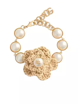 Dolce & Gabbana браслет с цветочной аппликацией, золотой