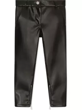 Dolce & Gabbana брюки из искусственной кожи с логотипом, черный
