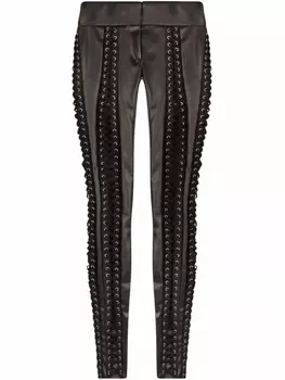 Dolce & Gabbana брюки из искусственной кожи со шнуровкой, черный
