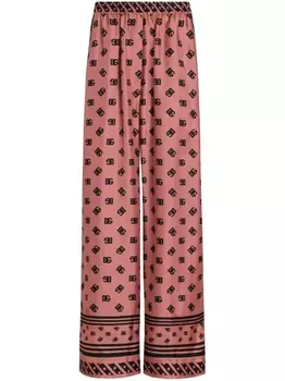 Dolce & Gabbana брюки палаццо с логотипом, розовый