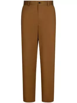 Dolce & Gabbana брюки прямого кроя с застежкой спереди, коричневый