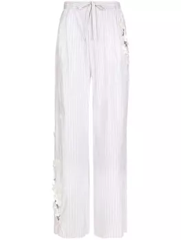 Dolce & Gabbana брюки с цветочной аппликацией, белый