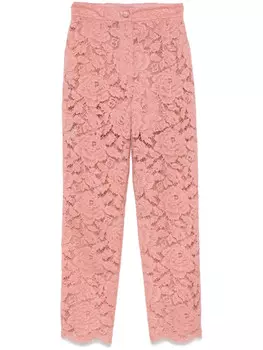 Dolce & Gabbana брюки с цветочным кружевом, розовый