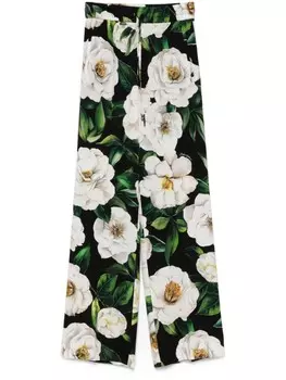 Dolce & Gabbana брюки с цветочным принтом, зеленый