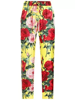 Dolce & Gabbana брюки с цветочным принтом, желтый