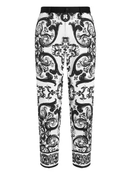 Dolce & Gabbana брюки с принтом Maiolica, белый