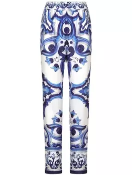 Dolce & Gabbana брюки с принтом Majolica, синий