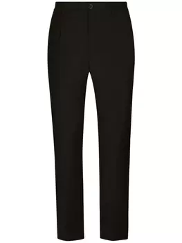 Dolce & Gabbana брюки строгого кроя с вышитым логотипом, черный
