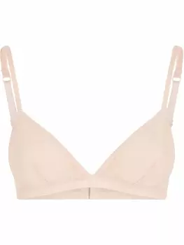 Dolce & Gabbana бюстгальтер-бралетт с треугольными чашками и логотипом, нейтральный цвет