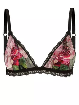 Dolce & Gabbana бюстгальтер с цветочным принтом, черный