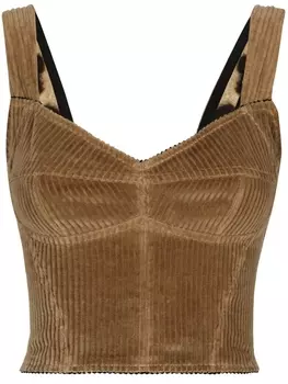 Dolce & Gabbana bustier-style corduroy top, коричневый