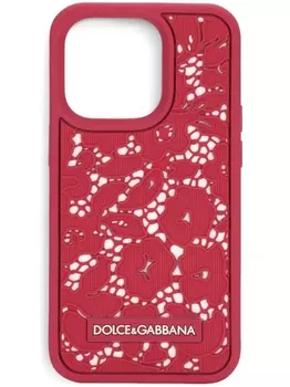 Dolce & Gabbana чехол для iPhone 14 Pro с цветочным кружевом, розовый