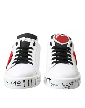 Dolce & Gabbana Chic Portofino Кожаные женские кроссовки, белый