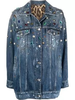 Dolce & Gabbana декорированная джинсовая куртка, синий