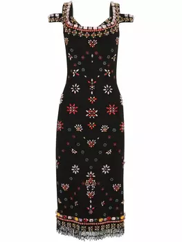Dolce & Gabbana декорированное платье миди, черный