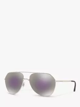Dolce & Gabbana DG2191 Женские солнцезащитные очки-авиаторы, серебристый/зеркально-серый