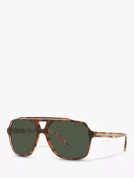 Dolce & Gabbana DG4388 Мужские поляризационные солнцезащитные очки-авиаторы, Гавана/Зеленый
