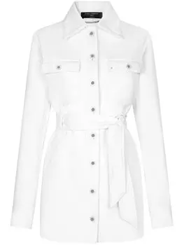 Dolce & Gabbana длинная джинсовая куртка с поясом, белый