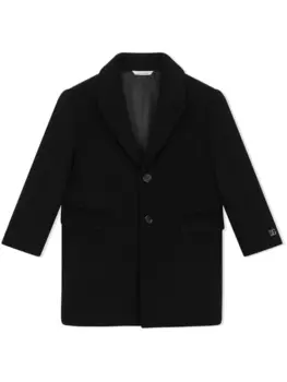 Dolce & Gabbana длинное пальто с логотипом, черный