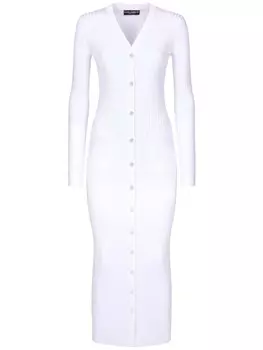 Dolce & Gabbana длинный кардиган в рубчик, белый