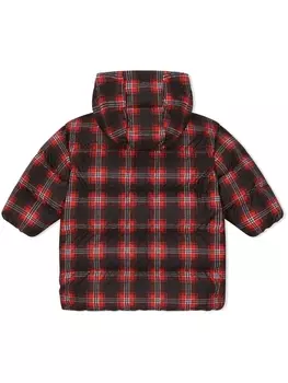 Dolce & Gabbana длинный пуховик в клетку тартан, красный