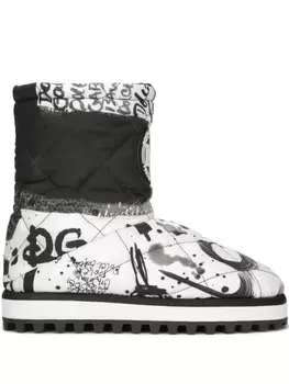 Dolce & Gabbana дутые сапоги с эффектом разбрызганной краски, белый