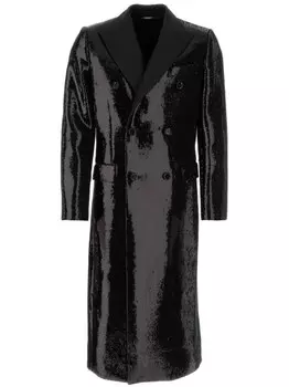 Dolce & Gabbana двубортное пальто, украшенное пайетками, черный