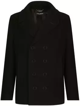 Dolce & Gabbana двубортный бушлат с логотипом, черный