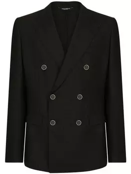 Dolce & Gabbana двубортный пиджак из шерсти, серый