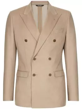 Dolce & Gabbana двубортный пиджак с заостренными лацканами, нейтральный цвет