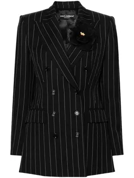 Dolce & Gabbana двубортный пиджак в тонкую полоску, черный