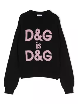 Dolce & Gabbana джемпер из вирджинской шерсти с логотипом, черный