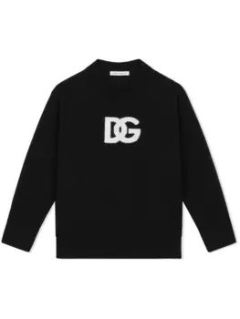 Dolce & Gabbana джемпер из вирджинской шерсти с логотипом DG, черный