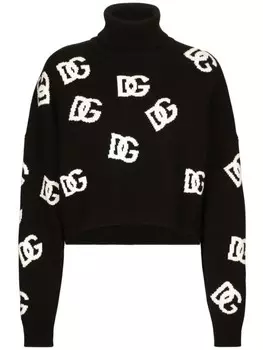 Dolce & Gabbana джемпер с логотипом, связанный интарсией, черный