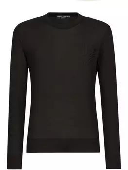 Dolce & Gabbana джемпер с вышитым логотипом, черный