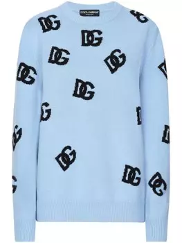 Dolce & Gabbana джемпер с вышитым логотипом, синий