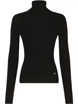 Dolce & Gabbana джемпер с высоким воротником и логотипом DG, черный