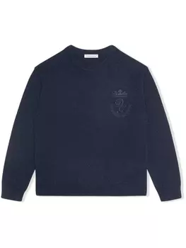 Dolce & Gabbana джемпер тонкой вязки с вышитым логотипом, синий
