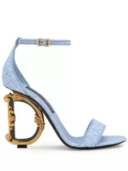 Dolce & Gabbana джинсовые босоножки на скульптурном каблуке DG, синий