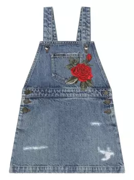Dolce & Gabbana джинсовый сарафан с вышивкой, синий