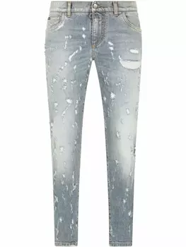 Dolce & Gabbana джинсы прямого кроя с эффектом потертости, синий