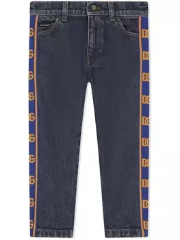 Dolce & Gabbana джинсы с логотипами на лампасах, синий